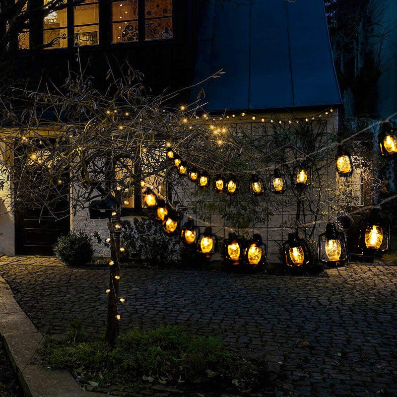 AceList 20 LED Black Lantern String Lights Mini Kerosene Lamp for Indoor Outdoor Patio Garden Holiday Home Ramadan Wedding Party Christmas Tree New Year Decorations(Warm White Light) - Image 4